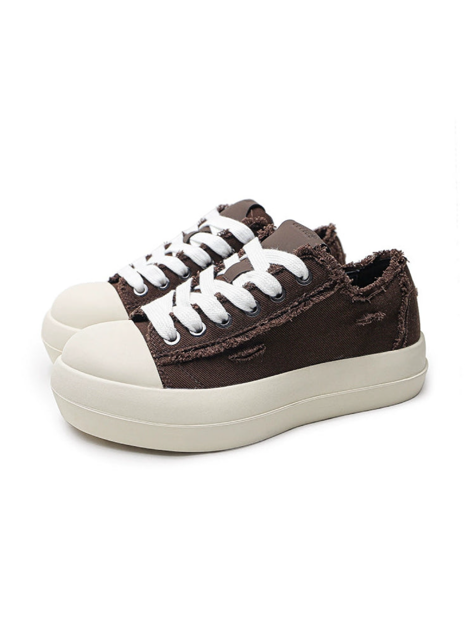 DISTRESS RAW STITCH PLATFORM SNEAKERS