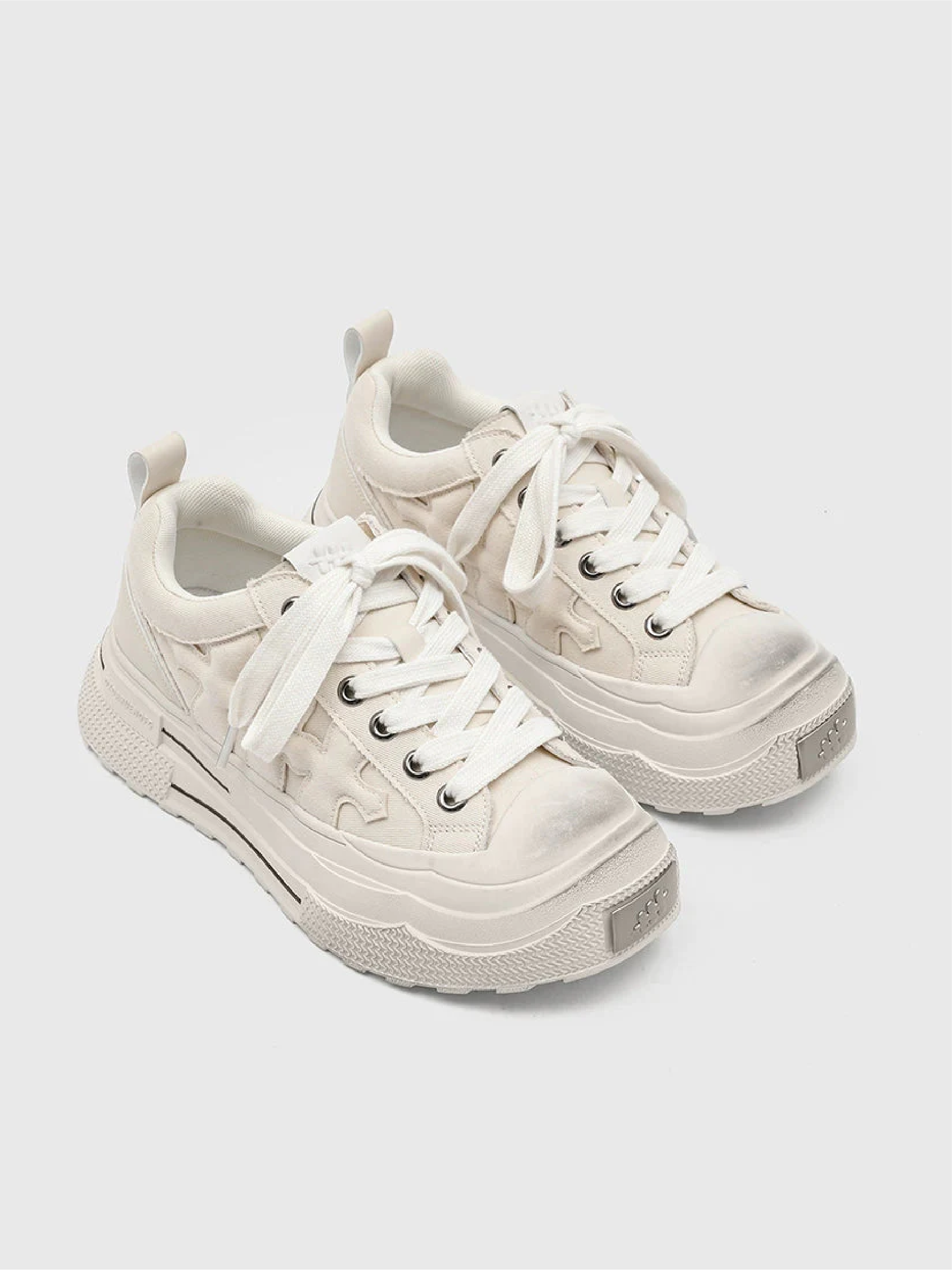 LACE-UP CROSS EMBOSSED PLATFORM SNEAKER