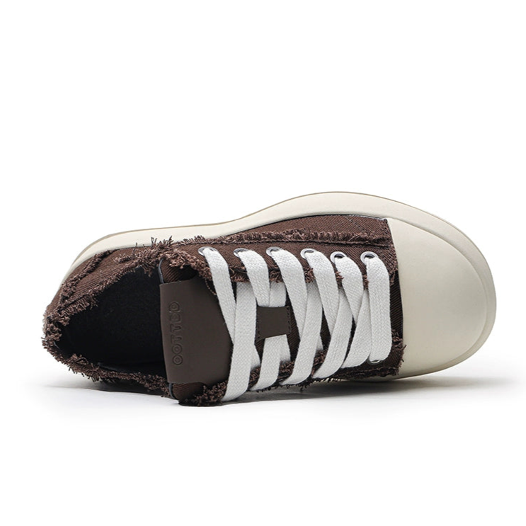 DISTRESS RAW STITCH PLATFORM SNEAKERS