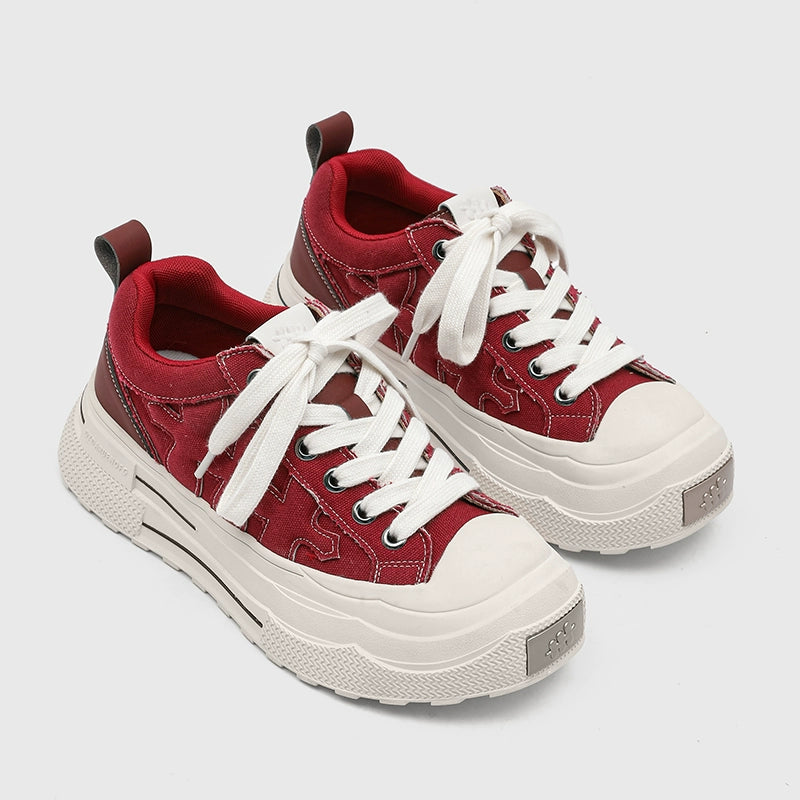 LACE-UP CROSS EMBOSSED PLATFORM SNEAKER