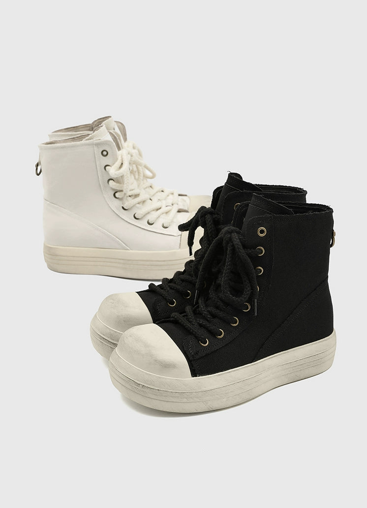 VINTAGE-STYLE HIGHTOP PLATFORM SNEAKERS