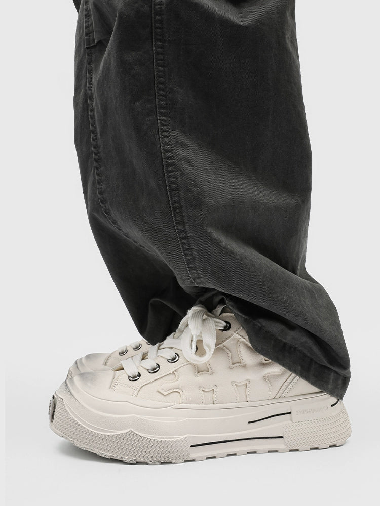 LACE-UP CROSS EMBOSSED PLATFORM SNEAKER