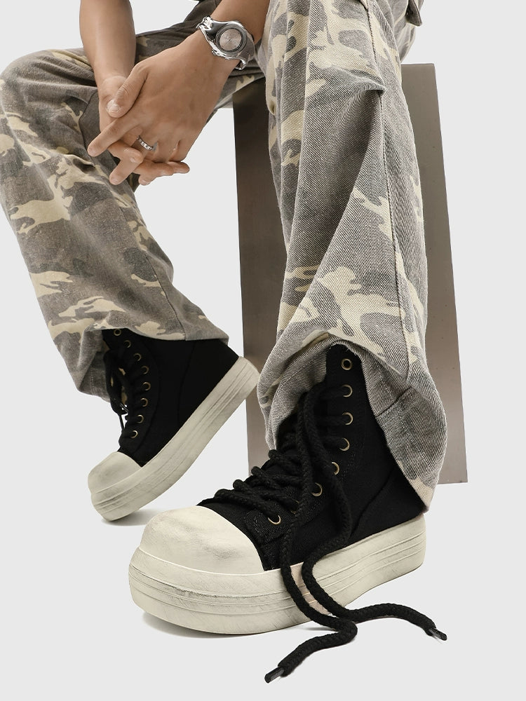 VINTAGE-STYLE HIGHTOP PLATFORM SNEAKERS