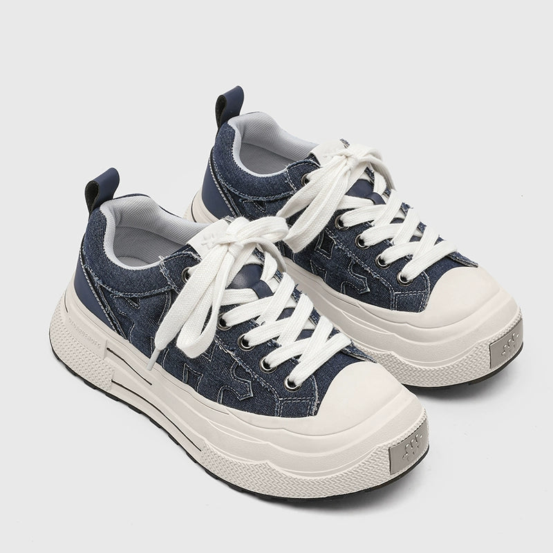 LACE-UP CROSS EMBOSSED PLATFORM SNEAKER