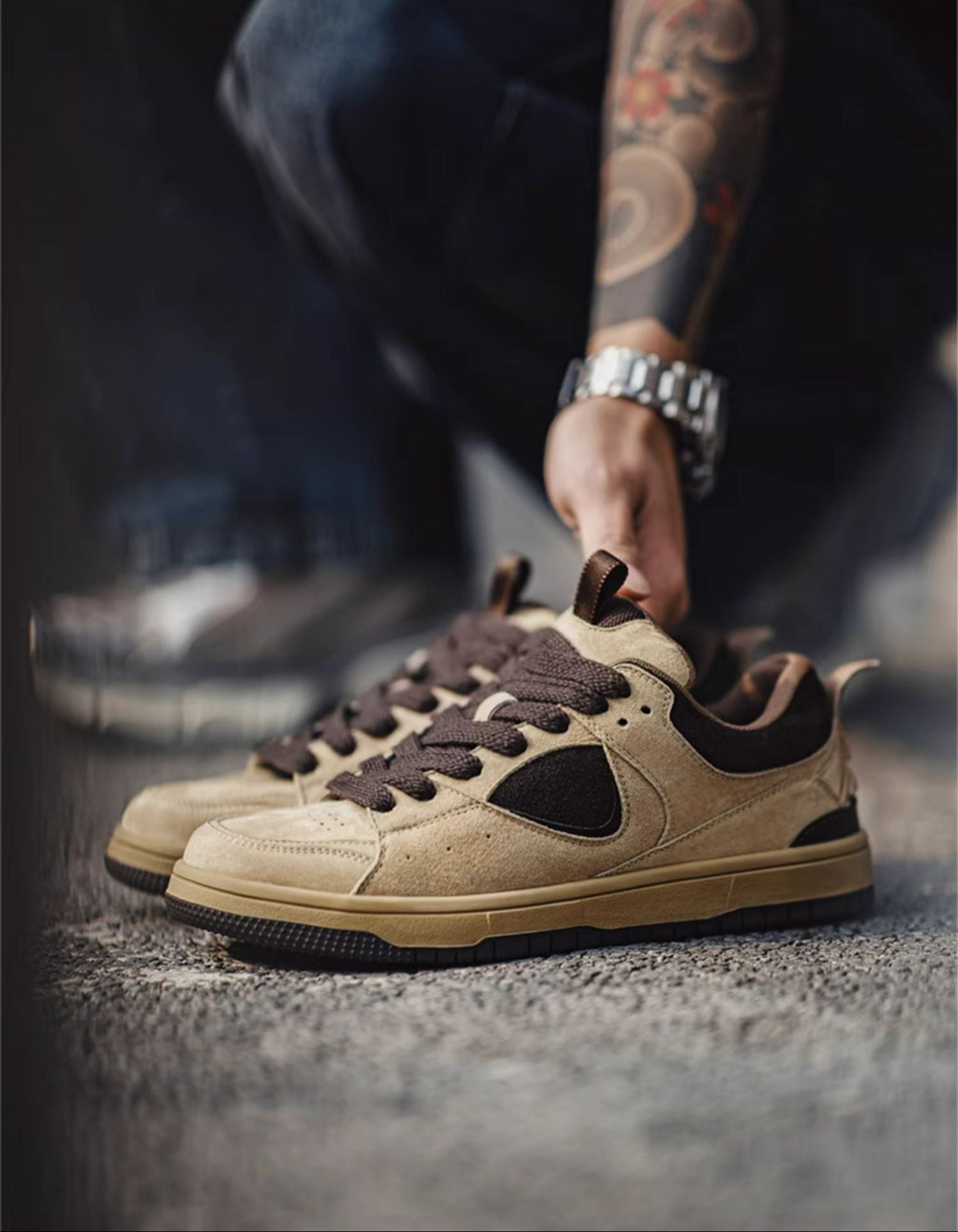 SUEDE PANEL VINTAGE CHUNKY SNEAKERS