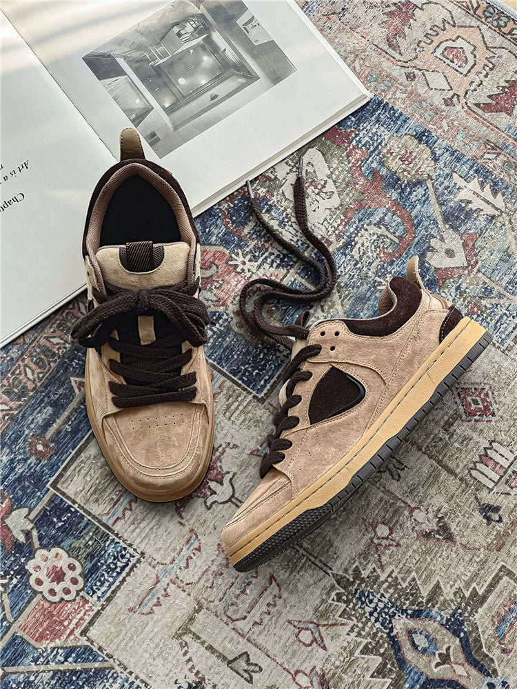 SUEDE PANEL VINTAGE CHUNKY SNEAKERS