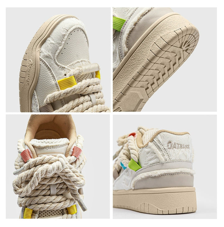 MULTI-COLOR ROPE LACE CHUNKY SNEAKERS