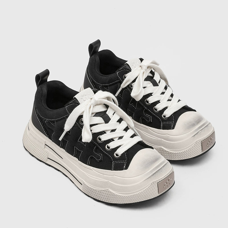 LACE-UP CROSS EMBOSSED PLATFORM SNEAKER
