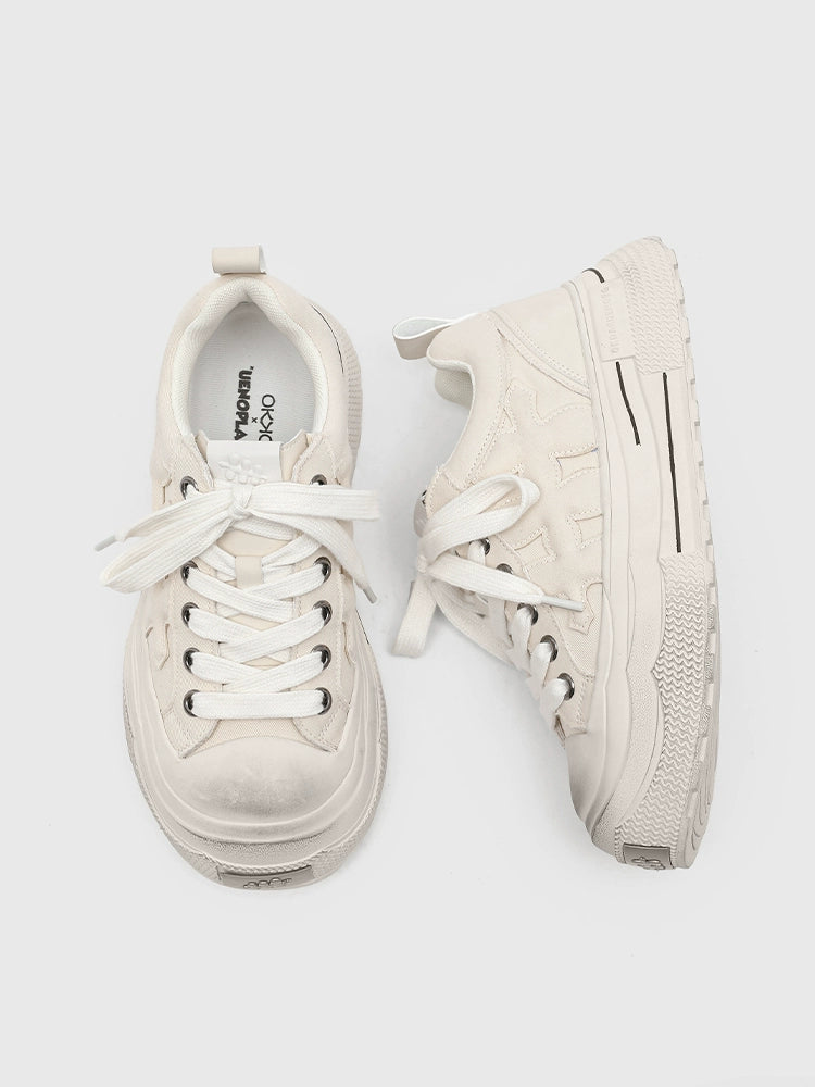 LACE-UP CROSS EMBOSSED PLATFORM SNEAKER