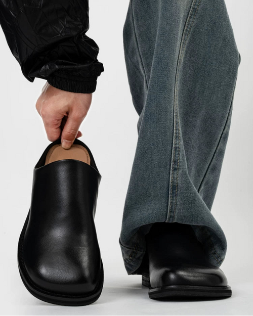 SQUARE TOE LEATHER MULE – SLAMZ