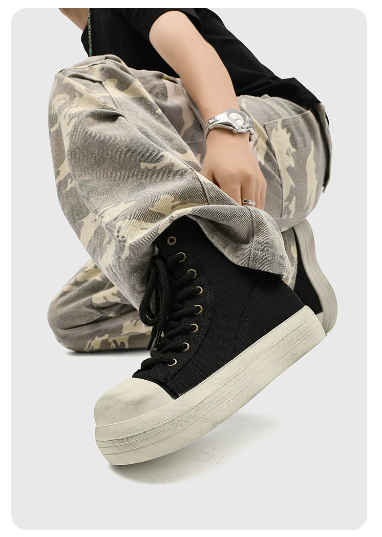VINTAGE-STYLE HIGHTOP PLATFORM SNEAKERS