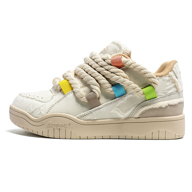 MULTI-COLOR ROPE LACE CHUNKY SNEAKERS