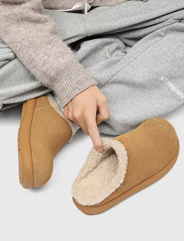 SUEDE COZY FLEECE-LINED CLOGS