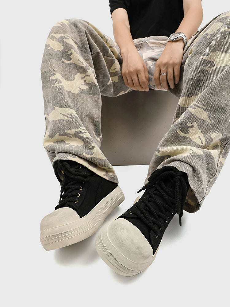 VINTAGE-STYLE HIGHTOP PLATFORM SNEAKERS