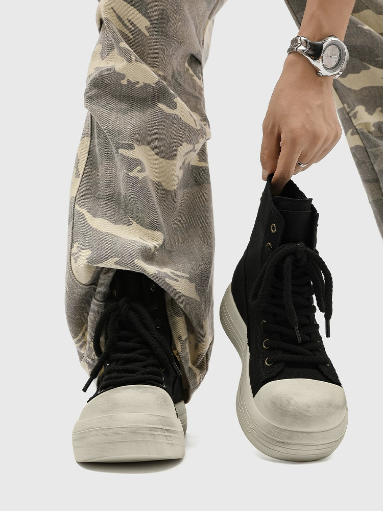 VINTAGE-STYLE HIGHTOP PLATFORM SNEAKERS