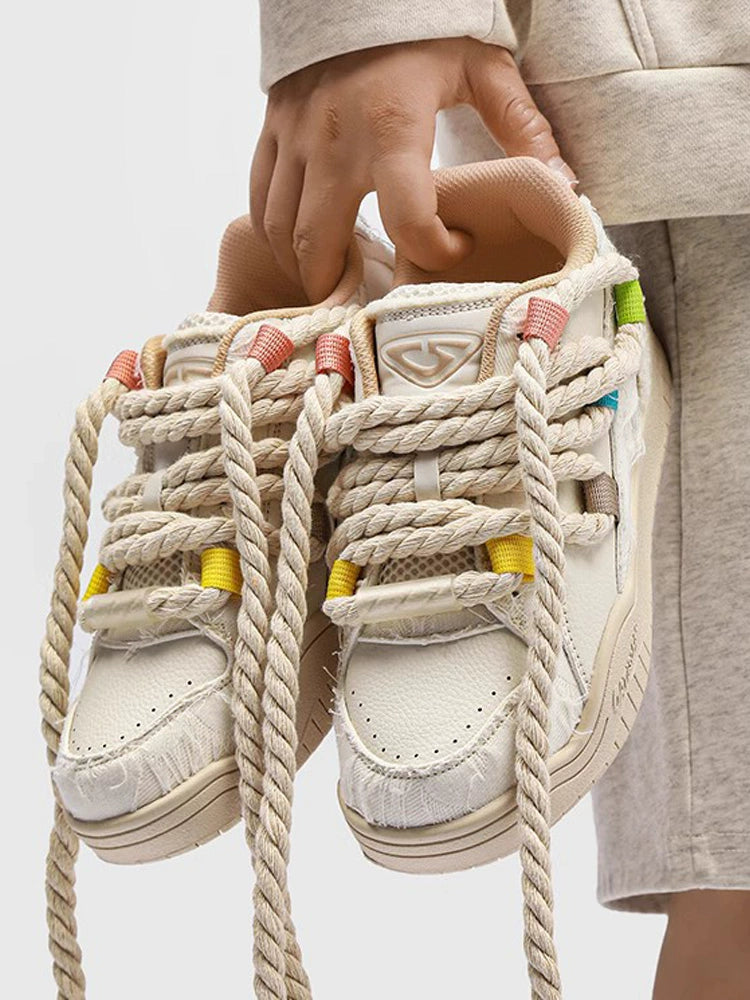 MULTI-COLOR ROPE LACE CHUNKY SNEAKERS