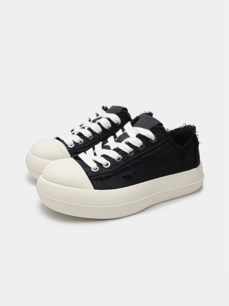 DISTRESS RAW STITCH PLATFORM SNEAKERS