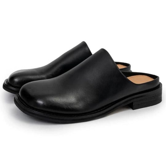 SQUARE TOE LEATHER MULE