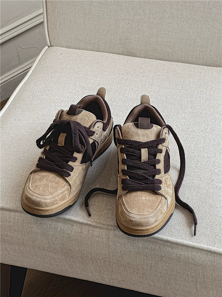 SUEDE PANEL VINTAGE CHUNKY SNEAKERS