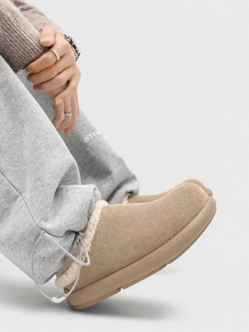 SUEDE COZY FLEECE-LINED CLOGS